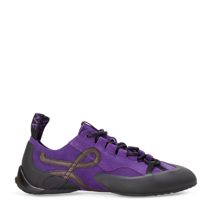 Men's Grip Sneaker In Calfskin Suede Purple Brown Sneakers