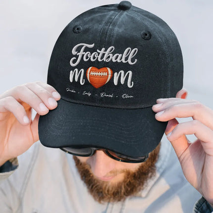 Sport Mom Embroidery Style - Personalized Vintage Washed Denim Cap