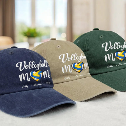 Sport Mom Embroidery Style - Personalized Vintage Washed Denim Cap
