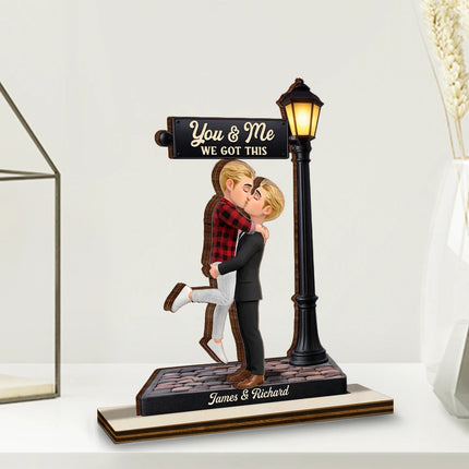 Standing Couple You And Me We Got This Under The Light - Personalized Custom Shaped Wooden Plaque