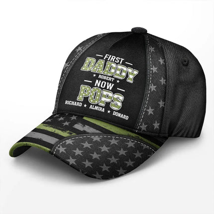 Star & Stripes First Dad Now Papa - Personalized Classic Cap