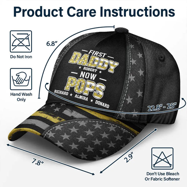 Star & Stripes First Dad Now Papa - Personalized Classic Cap