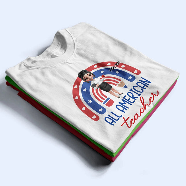 Stars And Stripes All American Teacher - Personalized T Shirt