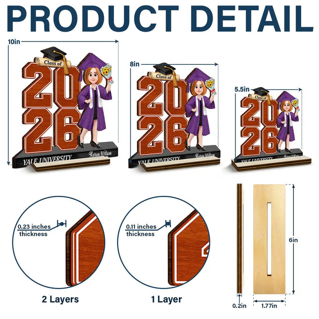 Celebrate Graduation Milestone - Personalized Custom Shaped 2-Layered Wooden Plaque