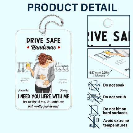 Couple Hugging Drive Safe Handsome - Personalized Acrylic Car Hanger
