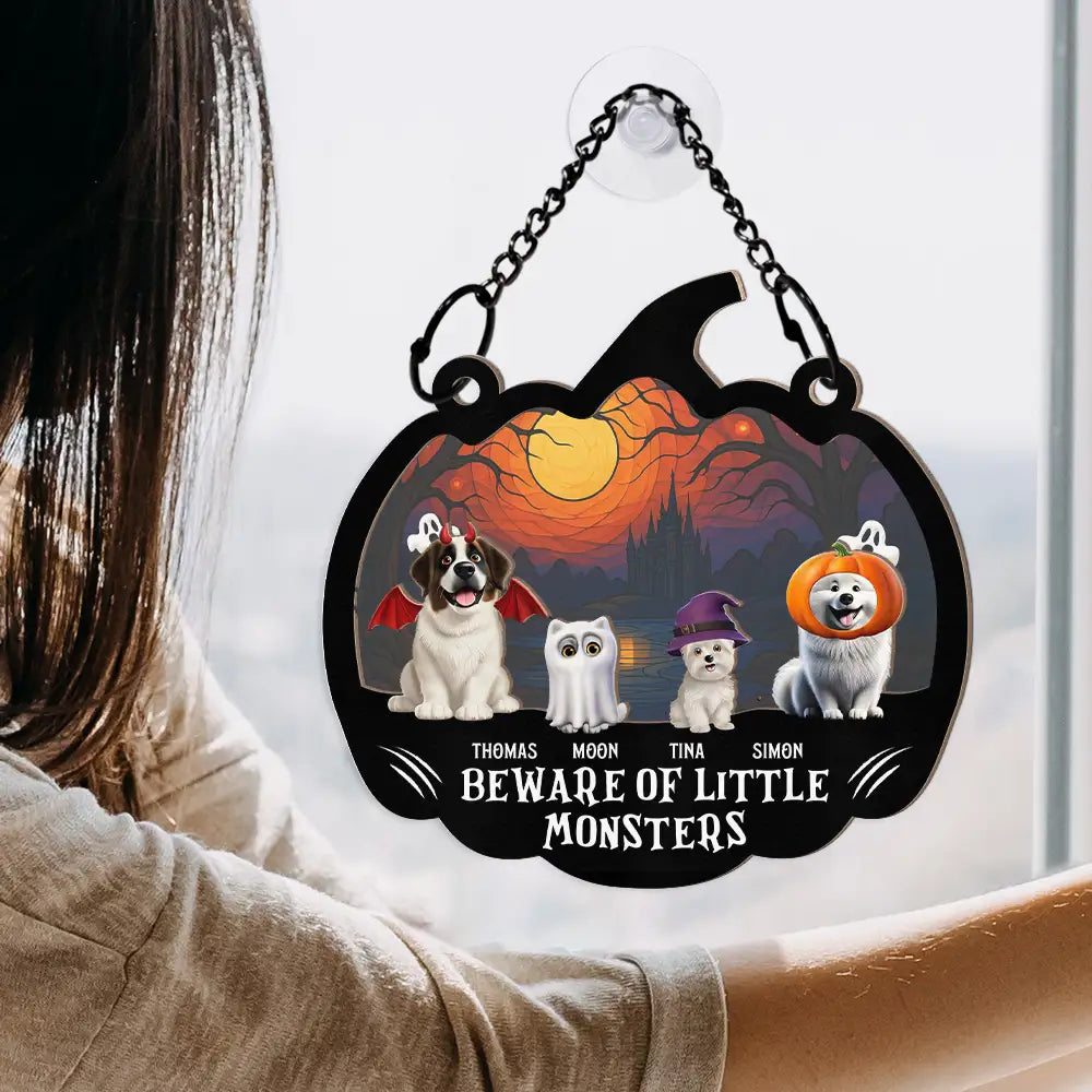 Beware Of Little Woofsters & Meownsters - Personalized Window Hanging Suncatcher Ornament
