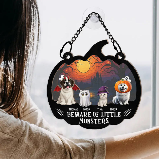 Beware Of Little Woofsters & Meownsters - Personalized Window Hanging Suncatcher Ornament