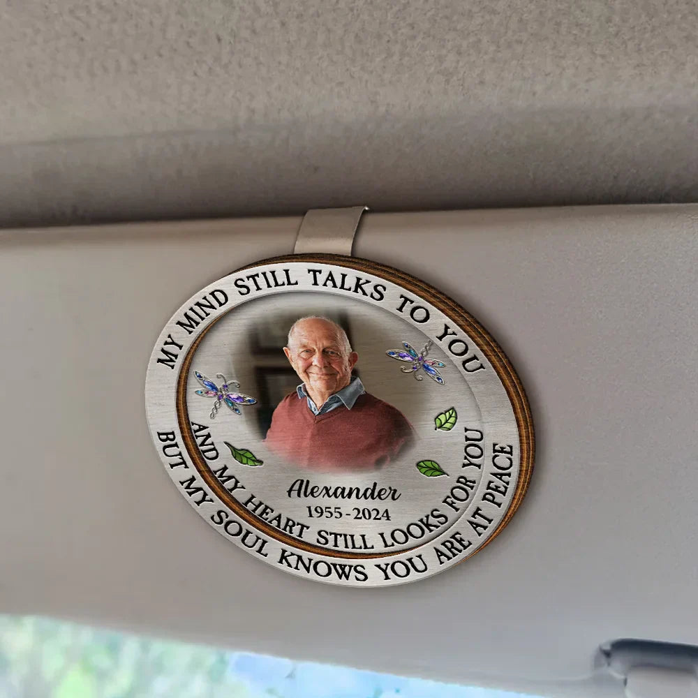 Custom Photo Memorial My Mind Still Talks To You - Personalized Custom Shaped Car Visor Clip