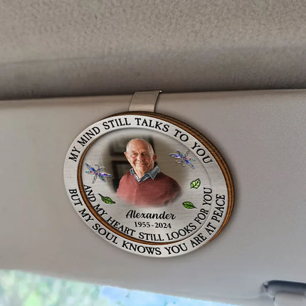 Custom Photo Memorial My Mind Still Talks To You - Personalized Custom Shaped Car Visor Clip