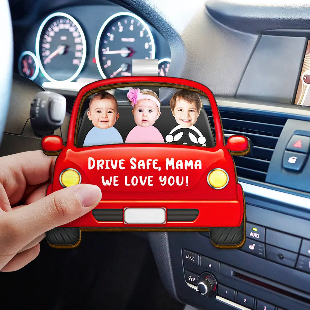 Custom Photo Drive Safe Daddy Funny Kids - Personalized Custom Shaped Car Visor Clip