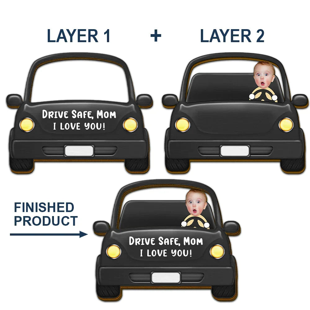 Custom Photo Drive Safe Daddy Funny Kids - Personalized Custom Shaped Car Visor Clip