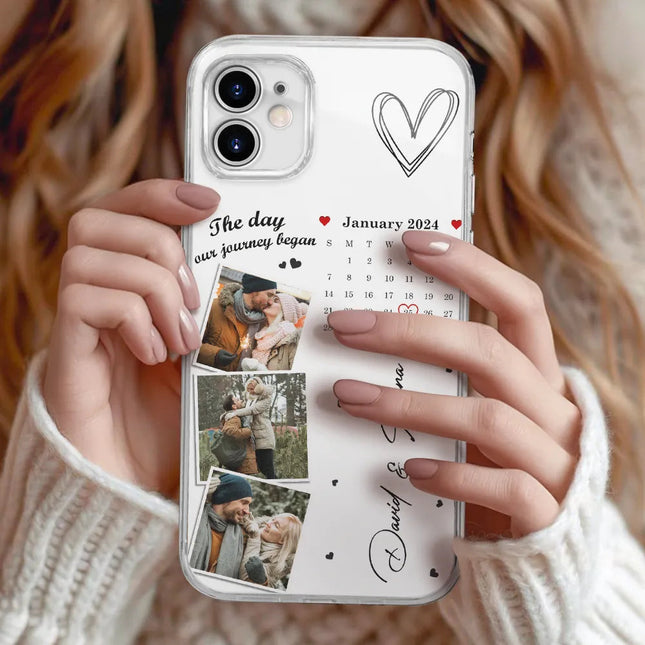 Custom Photo Calendar The Day Our Journey Began - Personalised Clear Phone Case