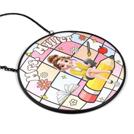 Teacher Disco Ball - Personalized Stained Glass Window Hanging Suncatcher