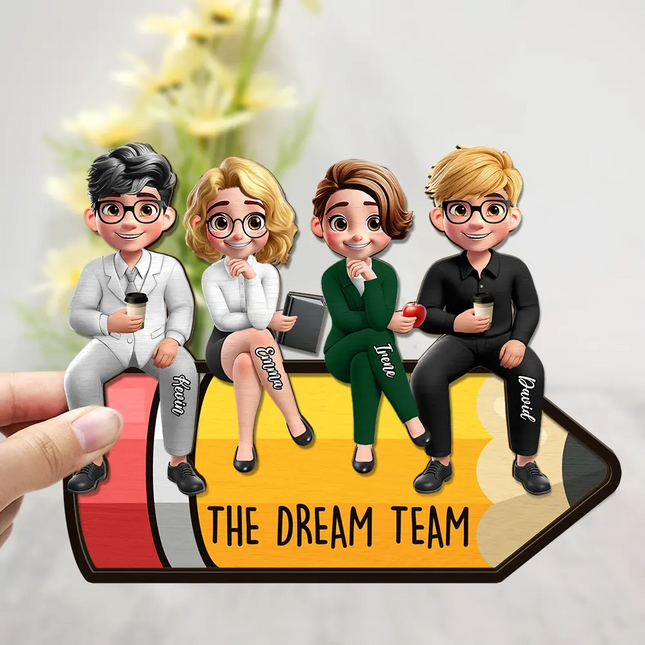 Teacher Dream Team - Personalized 2-Layered Wooden Plaque With Stand