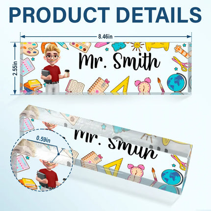 Teacher Name Plate Office Decor - Personalized Desk Name Plate