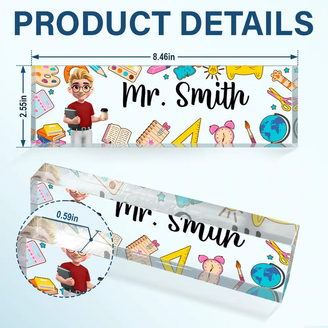 Teacher Name Plate Office Decor - Personalized Desk Name Plate