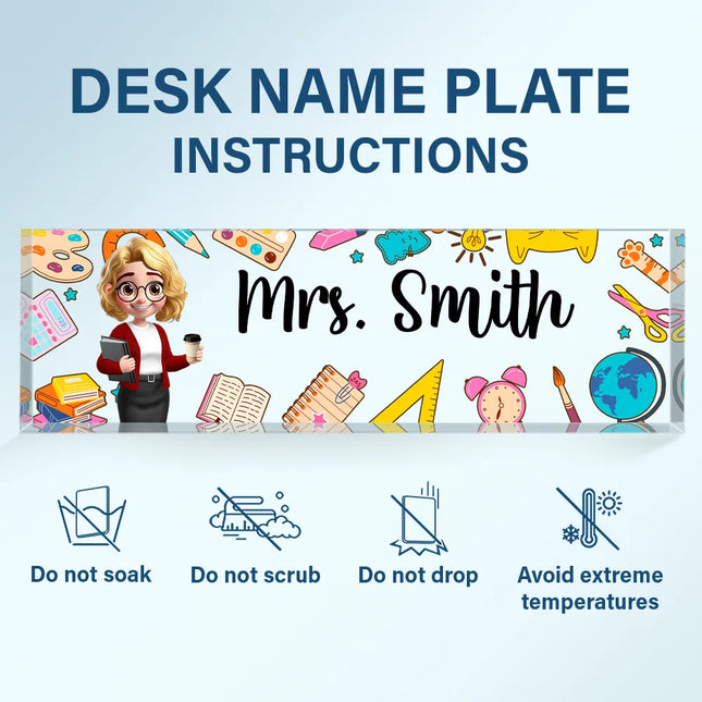 Teacher Name Plate Office Decor - Personalized Desk Name Plate