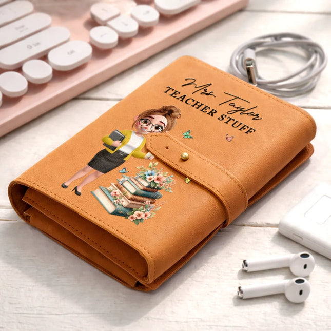 Teacher Stuff - Personalized Leather Cable Bag