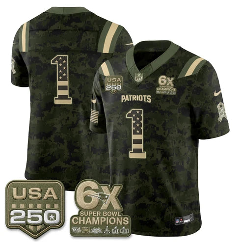 Team New England Patriots 2026 Salute to Service Edition Vapor Jersey - Camo Flag