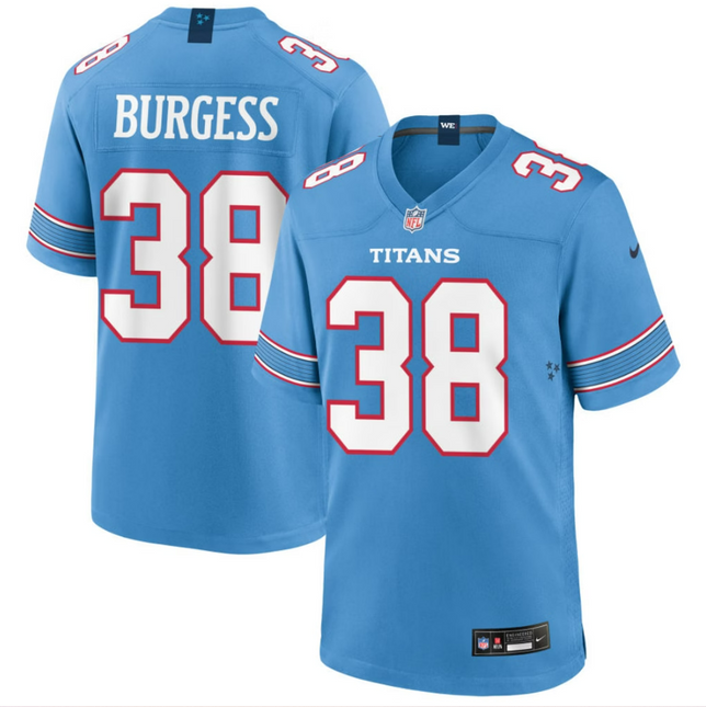 Terrell Burgess Tennessee Titans 2026 Game Jersey - Light Blue