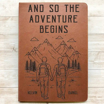 The Adventure Book Of Happy Couple - Personalized Leather Journal
