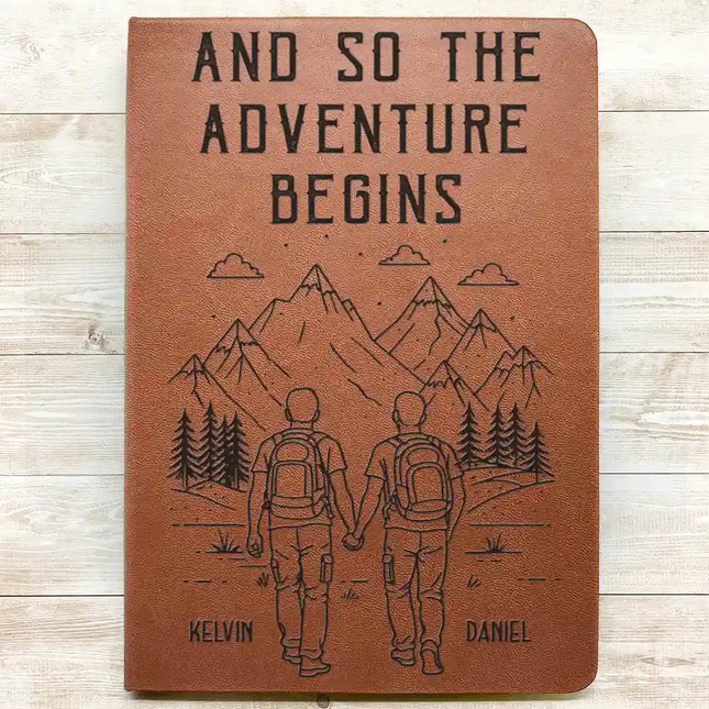 The Adventure Book Of Happy Couple - Personalized Leather Journal