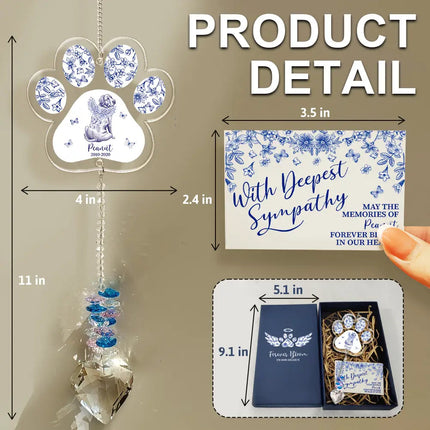 Toile De Jouy Dog Forever Bloom - Personalized Heart Crystal Suncatcher
