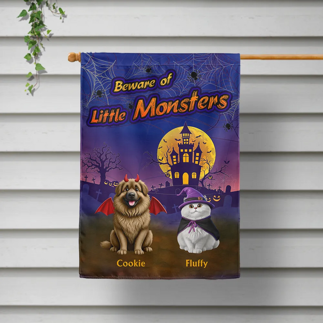 Trick Or Treat With Pets In Halloween Costume - Personalized Flag