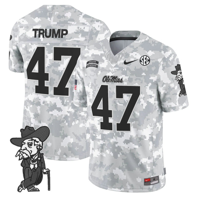 Trump Ole Miss Rebels 2026 Salute to Service Vapor Limited Custom Jersey - Arctic Camo