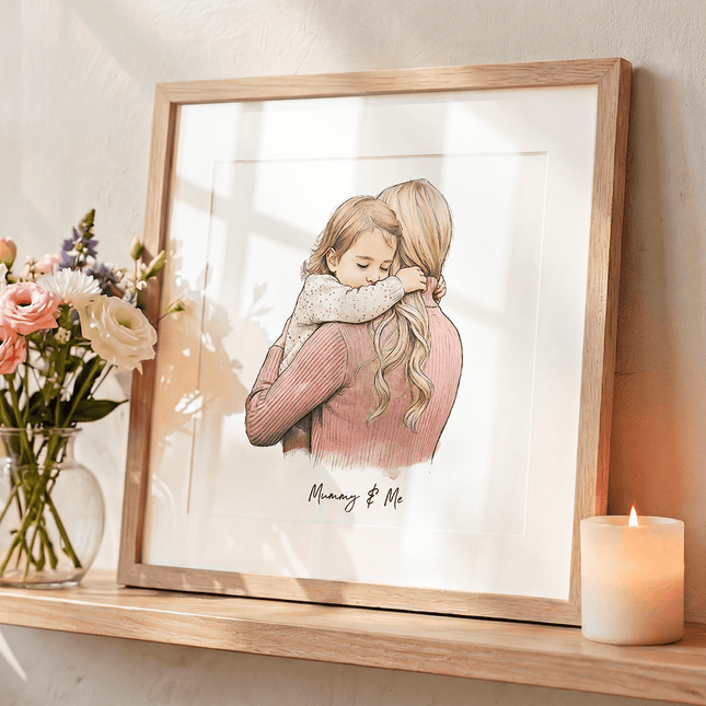 Mummy and Me Illustration - Custom Portrait Art