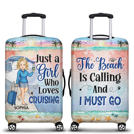 Just A Girl Boy Who Loves Cruising - Birthday Gift For Him, Her, Kid, Friends, Family, Trippin?, Vacation, Beach, Sea, Travel Lovers - Personalized Custom Luggage Cover