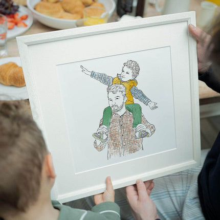 Daddy and Me Line Portrait - Custom Portrait Art