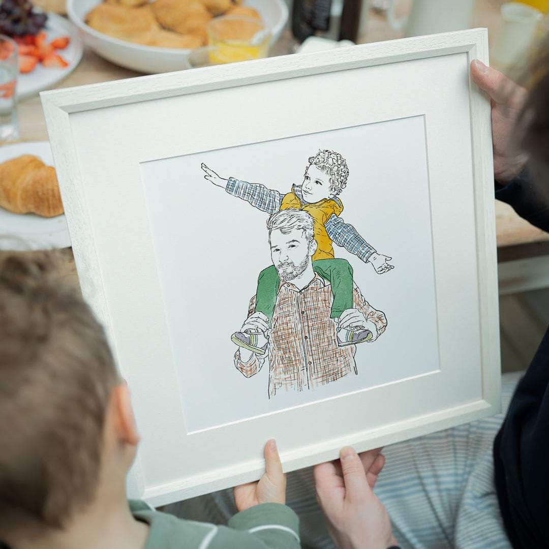 Daddy and Me Line Portrait - Custom Portrait Art