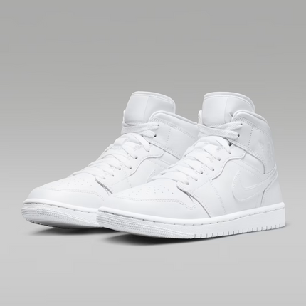 Men's Nike Air Jordan 1  Mid Triple White Shoes