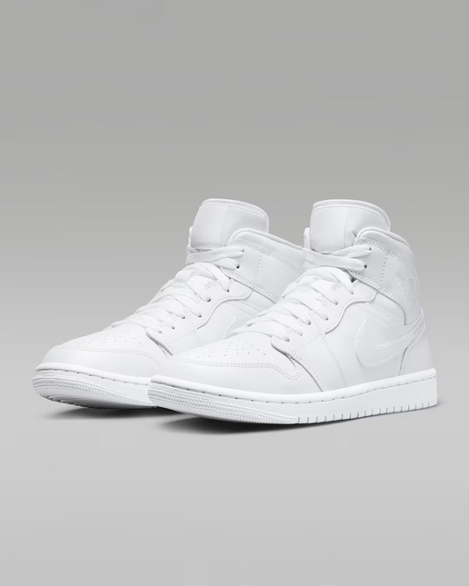 Men's Nike Air Jordan 1  Mid Triple White Shoes