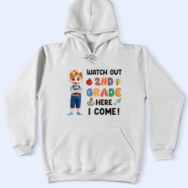 Watch Out Kindergarten Here I Come 3D Effect Kid - Personalized T Shirt