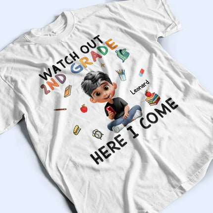 Watch Out Kindergarten Here I Come Sitting Kid - Personalized T Shirt