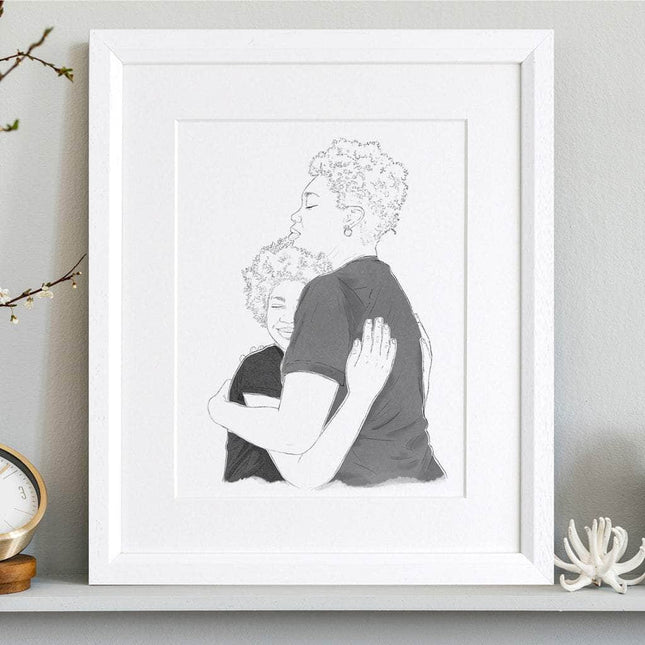 Watercolour Line People Portrait - Custom Portrait Art