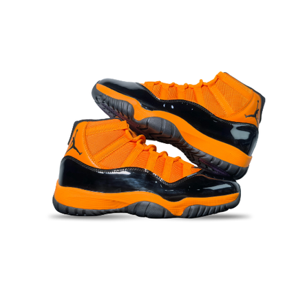 Men's Air Jordan 11 Leather Black Yellow Jam Shoes