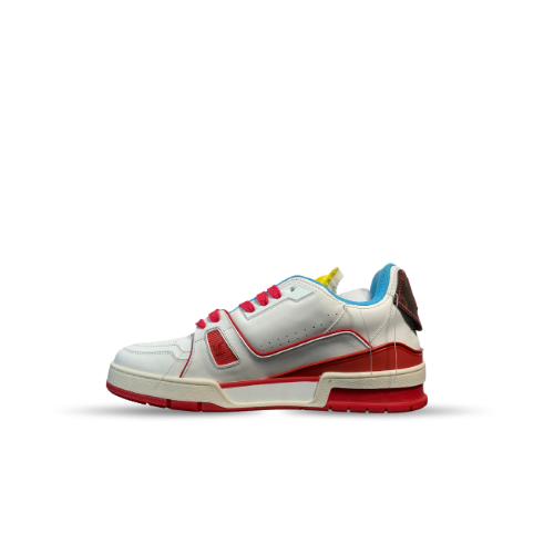 Men's Louis Vuitton LV Trainer Neon Red Sneakers