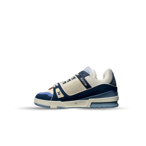 Men's Louis Vuitton LV Trainer White & Dark Blue Sneakers