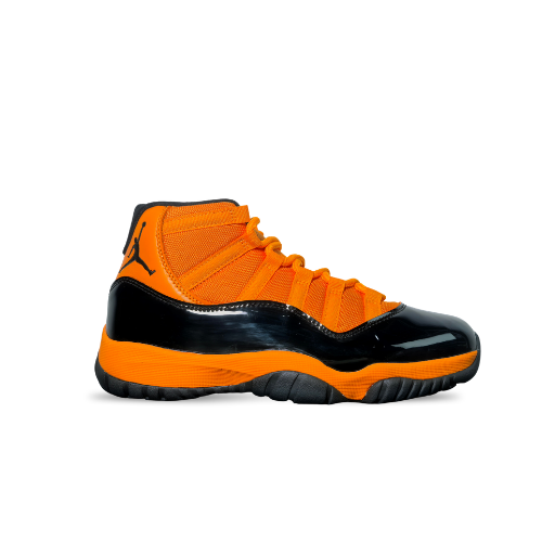 Men's Air Jordan 11 Leather Black Yellow Jam Shoes