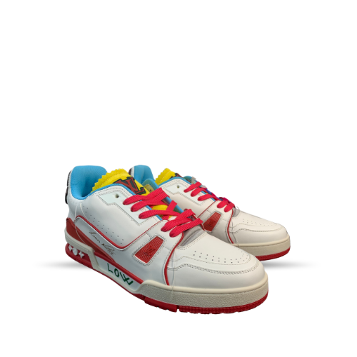 Men's Louis Vuitton LV Trainer Neon Red Sneakers
