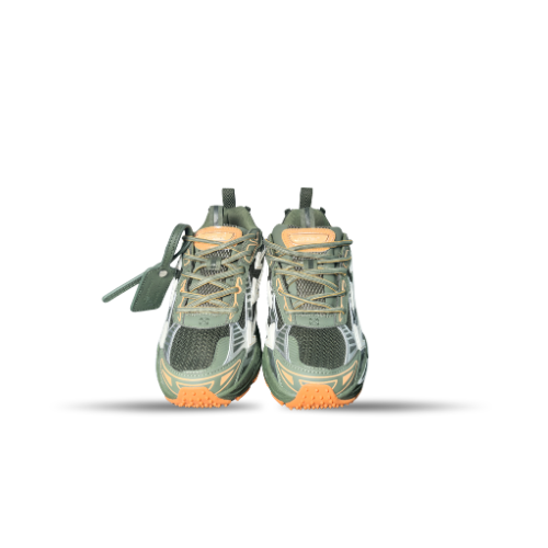 Men's Off-White Be Right Back Sneaker Met Mesh Details In Military Green Peach