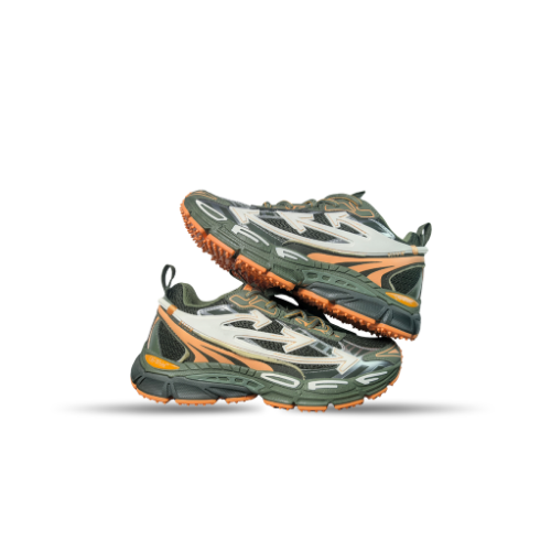 Men's Off-White Be Right Back Sneaker Met Mesh Details In Military Green Peach