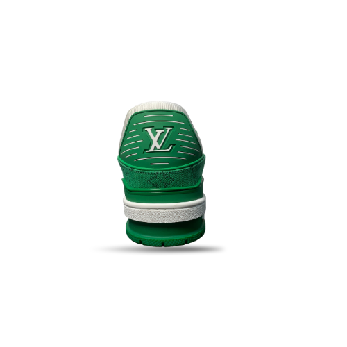 Men's Louis Vuitton LV Trainer White and Green Sneakers