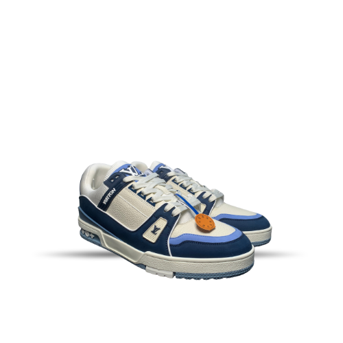 Men's Louis Vuitton LV Trainer White & Dark Blue Sneakers