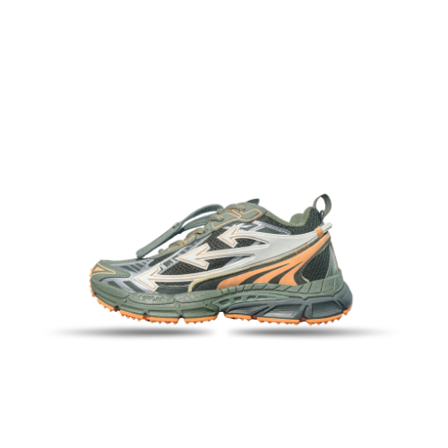 Men's Off-White Be Right Back Sneaker Met Mesh Details In Military Green Peach