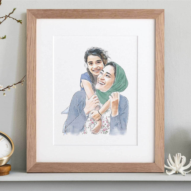 Couples Anniversary Engagement Line Portrait - Custom Portrait Art