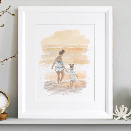 Couples Anniversary Engagement Line Portrait - Custom Portrait Art